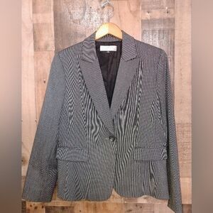 Tahari Black & White Striped Blazer Jacket Size Women's 14 Business Career Wear